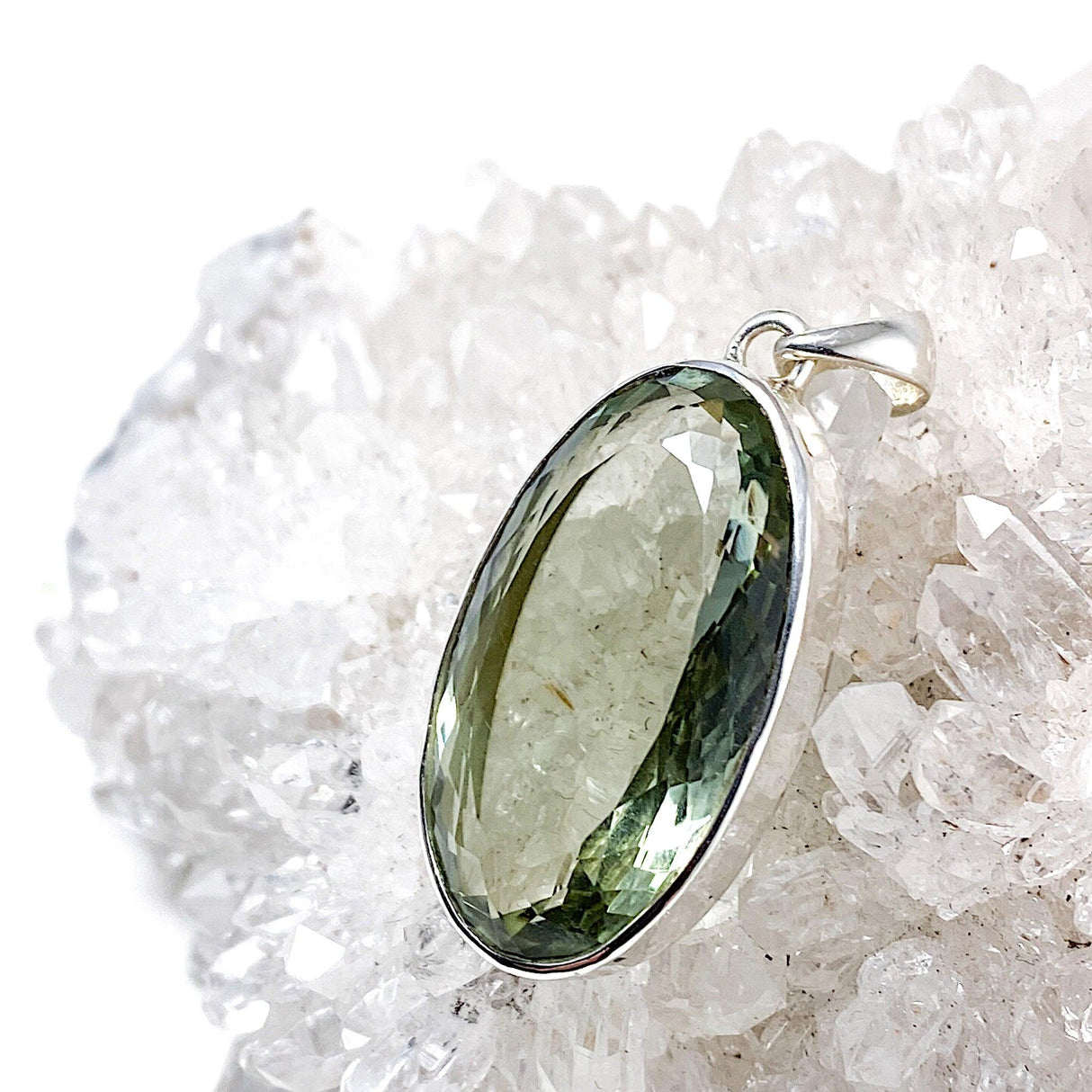 Prasiolite (Green Amethyst) oval faceted pendant KPGJ2154 - Nature's Magick