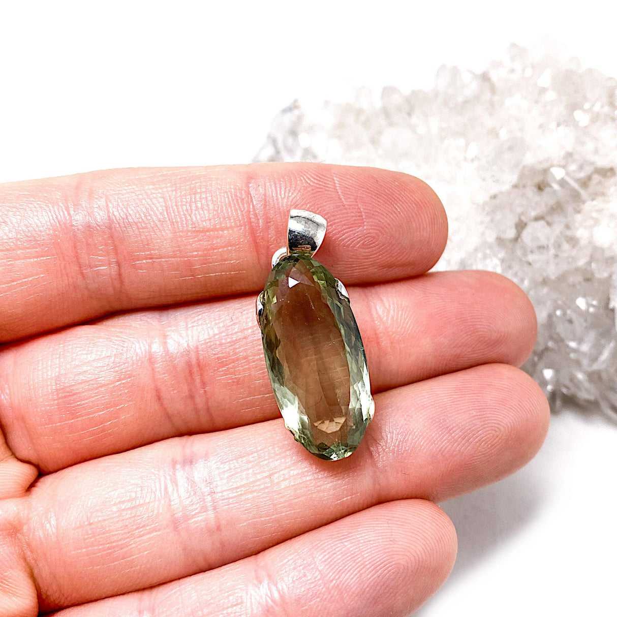 Prasiolite (Green Amethyst) oval faceted pendant KPGJ2156 - Nature's Magick