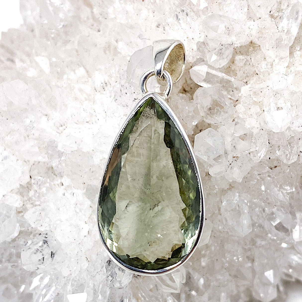 Prasiolite teardrop faceted pendant KPGJ2159 - Nature's Magick