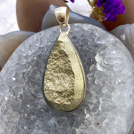 Pyrite raw teardrop pendant KPGJ3265 - Nature's Magick