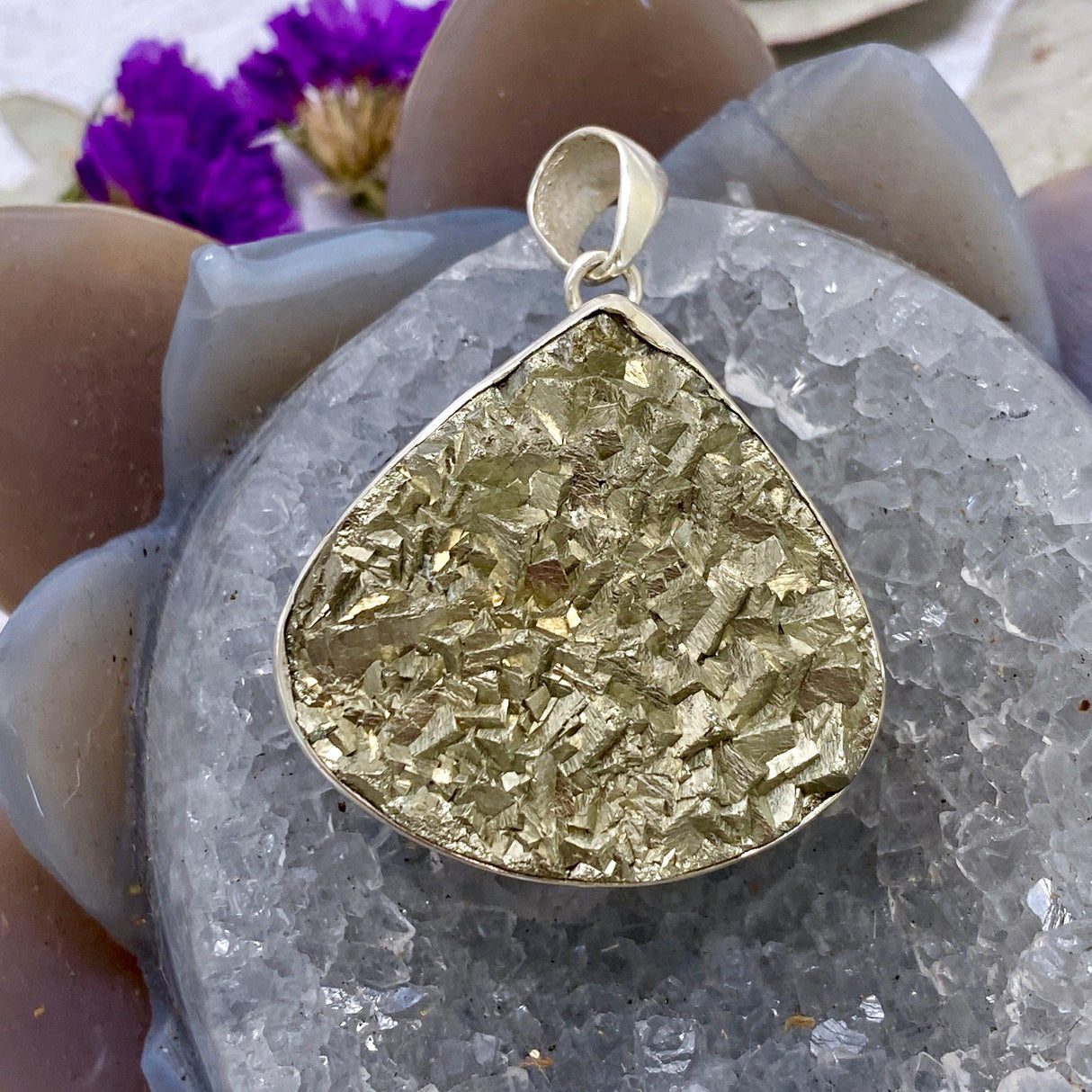 Pyrite raw teardrop pendant KPGJ3267 - Nature's Magick