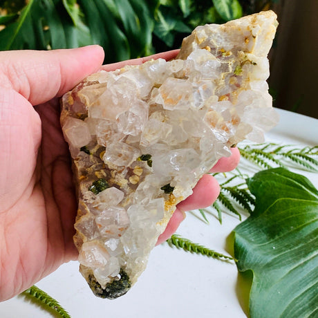 Quartz Cluster with Epidote QEPE-01 - Nature's Magick