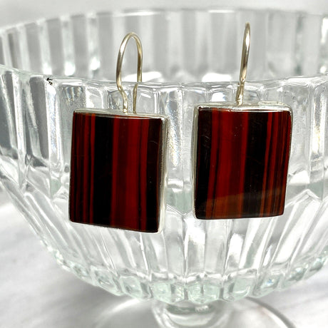 Red Jasper rectangular fixed hook earrings KEGJ1160 - Nature's Magick