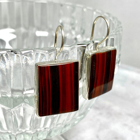 Red Jasper rectangular fixed hook earrings KEGJ1160 - Nature's Magick