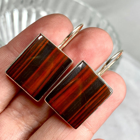 Red Jasper rectangular fixed hook earrings KEGJ1160 - Nature's Magick