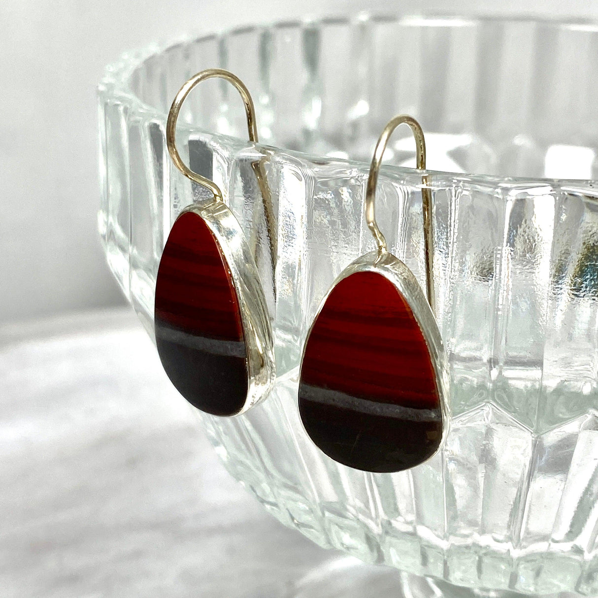 Red Jasper teardrop fixed hook earrings KEGJ1161 - Nature's Magick