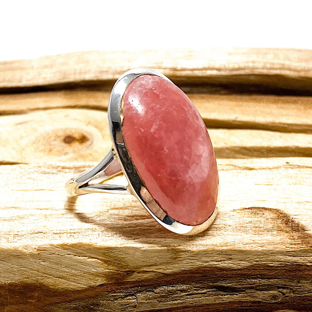 Rhodochrosite cabochon oval ring with split band s.10 KRGJ1223 - Nature's Magick