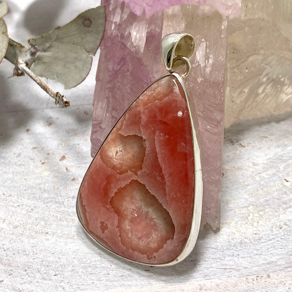 Rhodochrosite large teardrop pendant KPGJ2814 - Nature's Magick