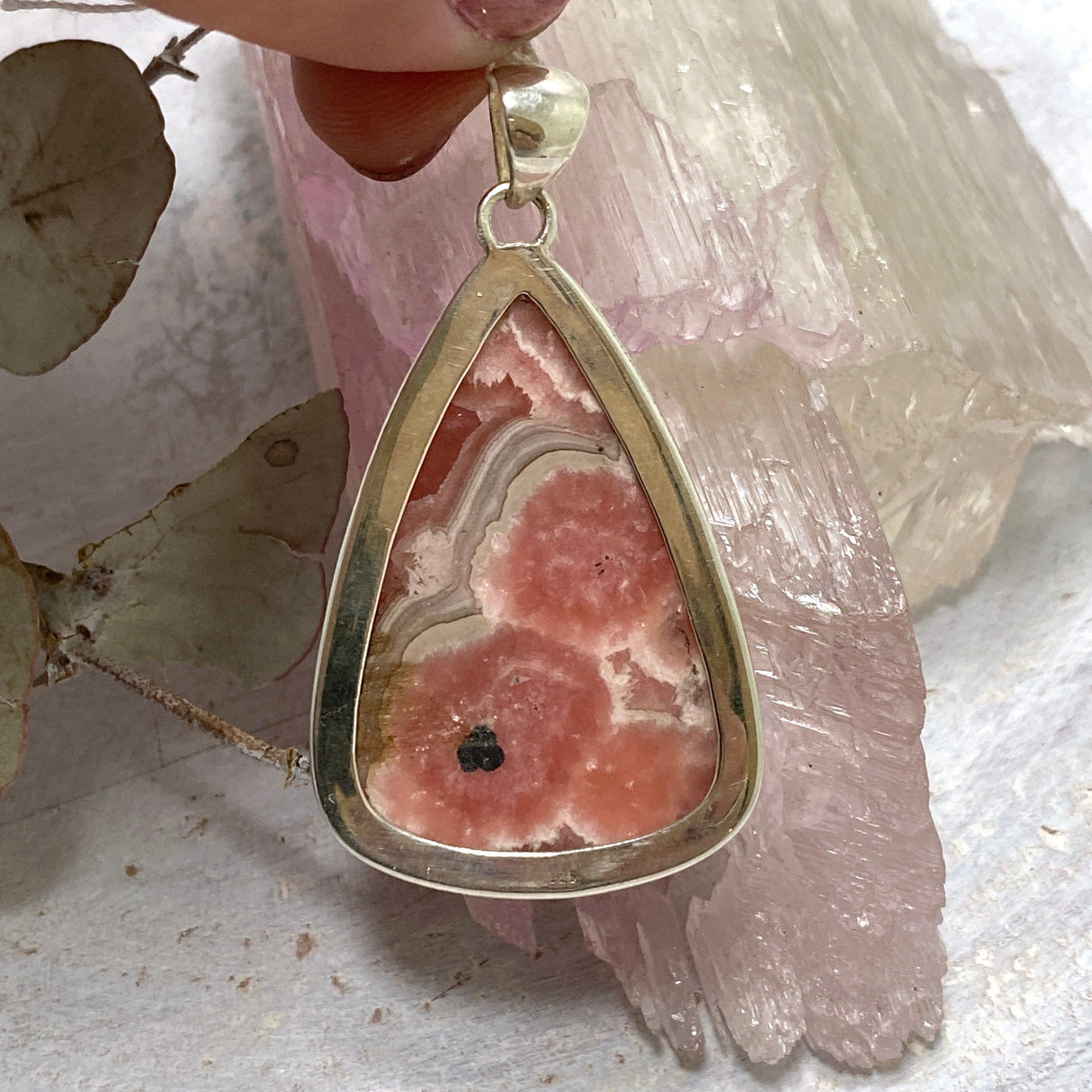 Rhodochrosite large teardrop pendant KPGJ2814 - Nature's Magick