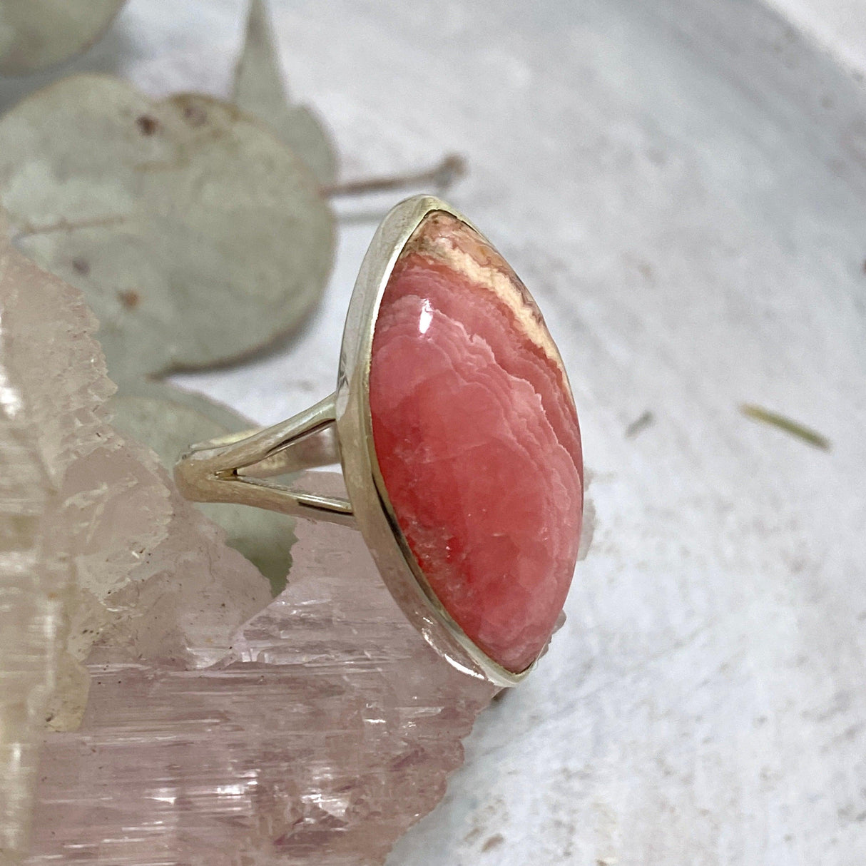 Rhodochrosite marquise ring s.10.5 KRGJ2116 - Nature's Magick