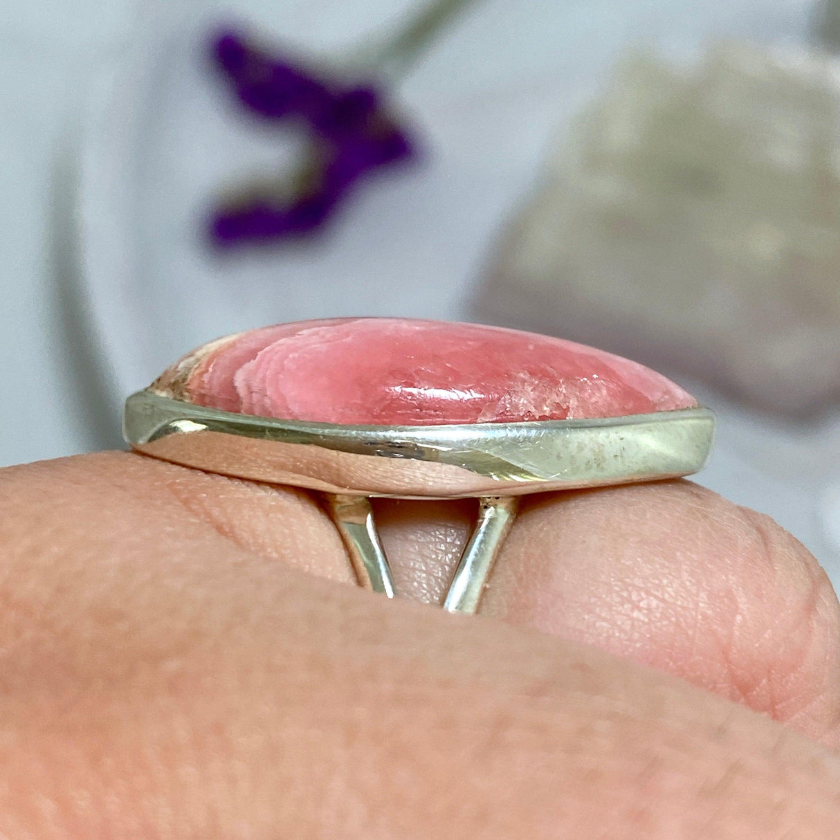 Rhodochrosite marquise ring s.10.5 KRGJ2116 - Nature's Magick