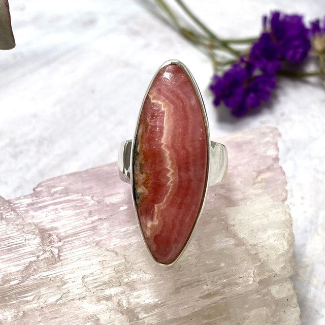 Rhodochrosite marquise ring s.9 KRGJ2117 - Nature's Magick