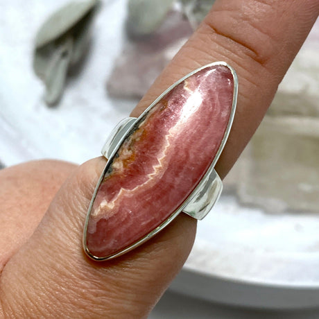 Rhodochrosite marquise ring s.9 KRGJ2117 - Nature's Magick