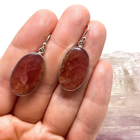 Rhodochrosite oval cabochon earrings KEGJ637 - Nature's Magick