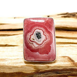 Rhodochrosite rectangular cabochon ring with beaten band s.11 KRGJ1226 - Nature's Magick