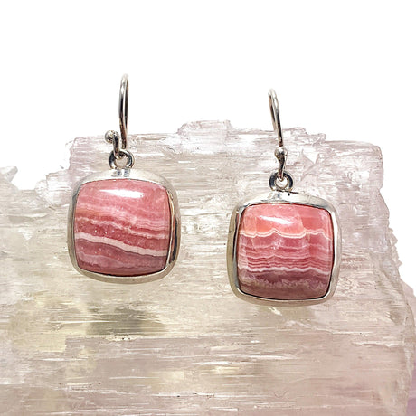 Rhodochrosite square cabochon earrings KEGJ474 - Nature's Magick