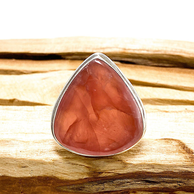 Rhodochrosite teardrop cabochon ring s.10 KRGJ1225 - Nature's Magick