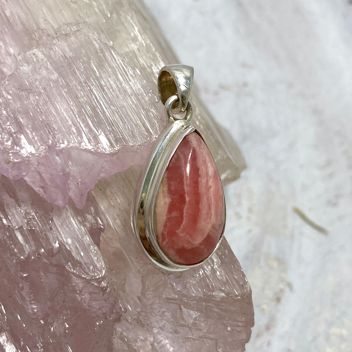 Rhodochrosite teardrop pendant KPGJ2676 - Nature's Magick