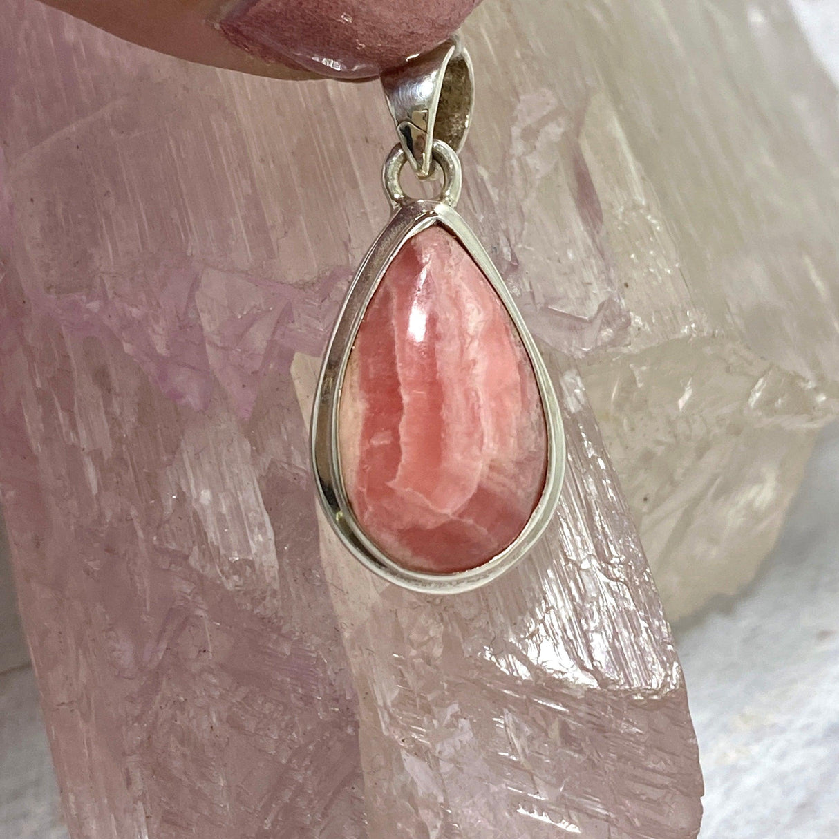 Rhodochrosite teardrop pendant KPGJ2676 - Nature's Magick