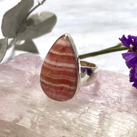 Rhodochrosite teardrop ring s.8 KRGJ2114 - Nature's Magick