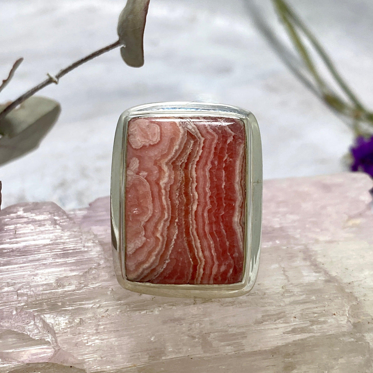 Rhodocrosite rectangular ring s.10 KRGJ2560 - Nature's Magick