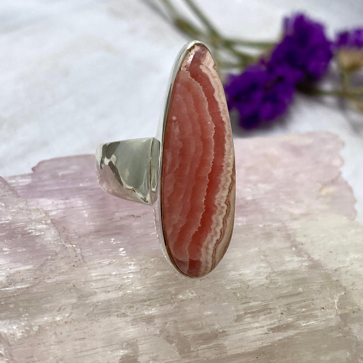 Rhodocrosite teardrop ring s.8 KRGJ2556 - Nature's Magick