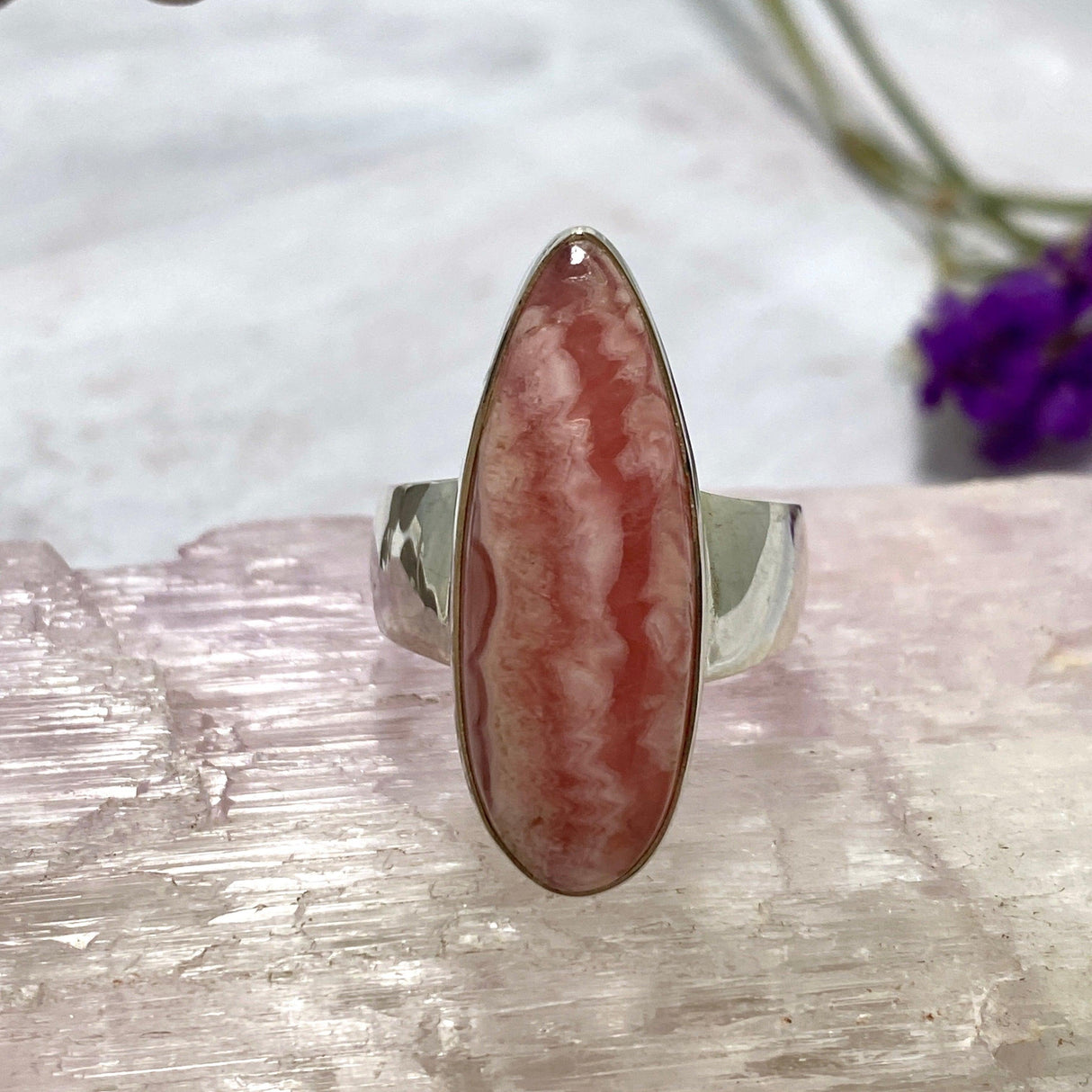 Rhodocrosite teardrop ring s.9 KRGJ2558 - Nature's Magick