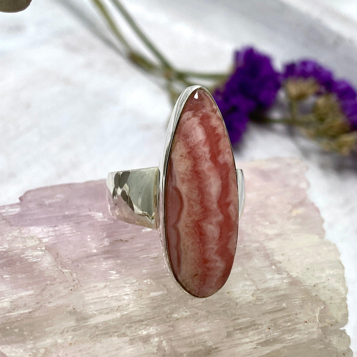 Rhodocrosite teardrop ring s.9 KRGJ2558 - Nature's Magick