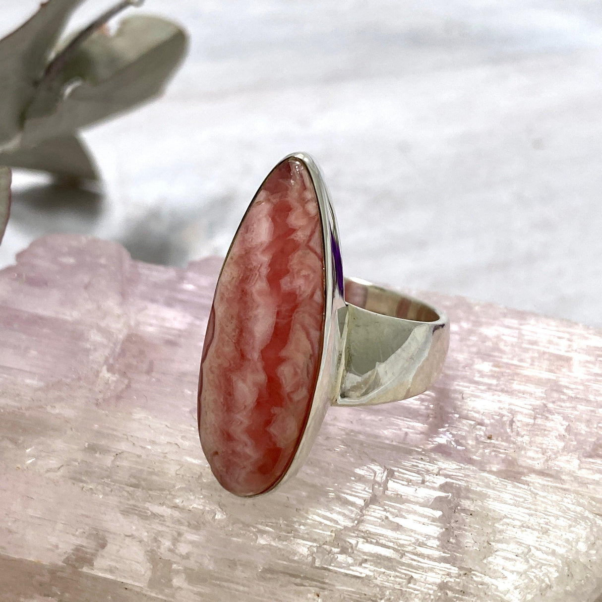 Rhodocrosite teardrop ring s.9 KRGJ2558 - Nature's Magick