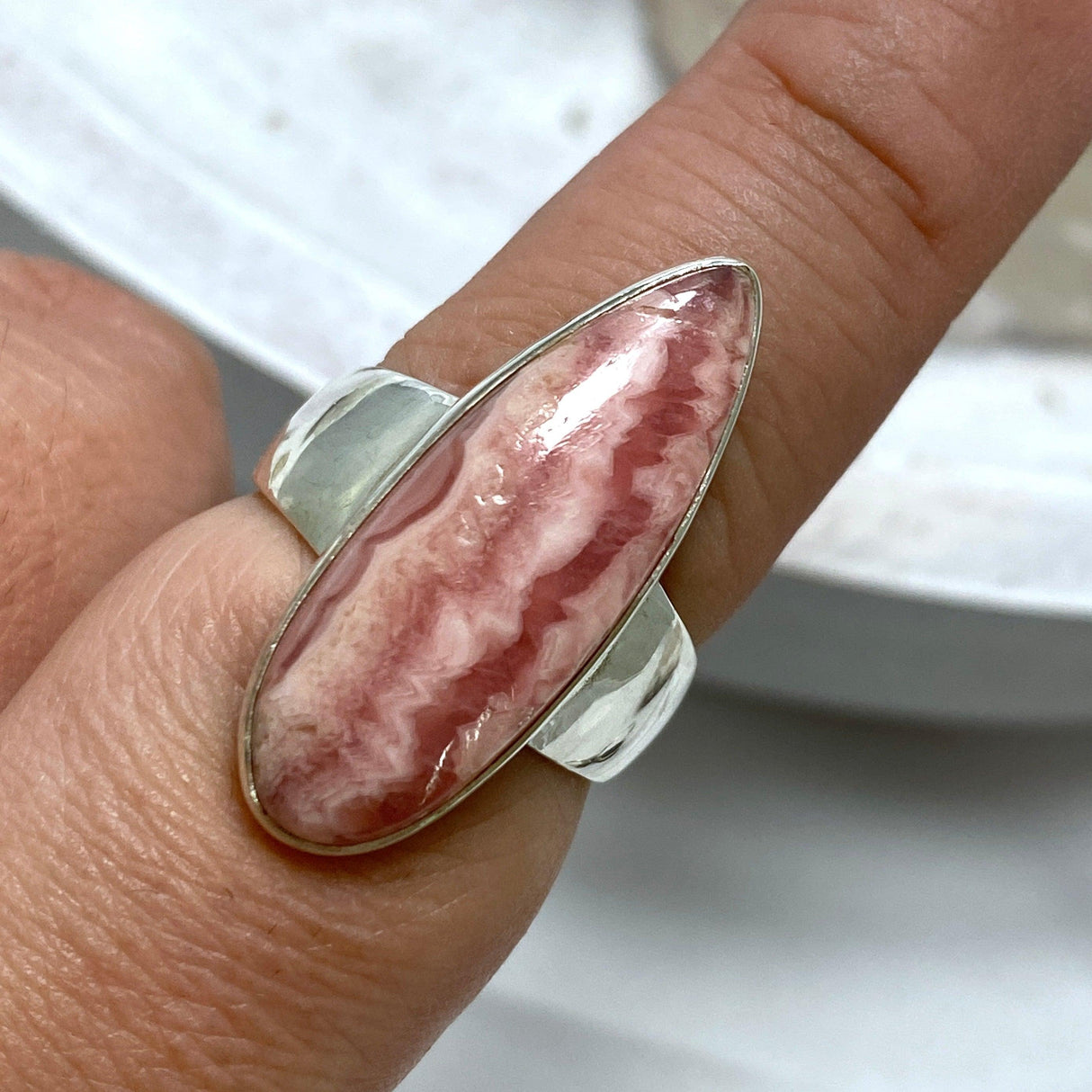 Rhodocrosite teardrop ring s.9 KRGJ2558 - Nature's Magick