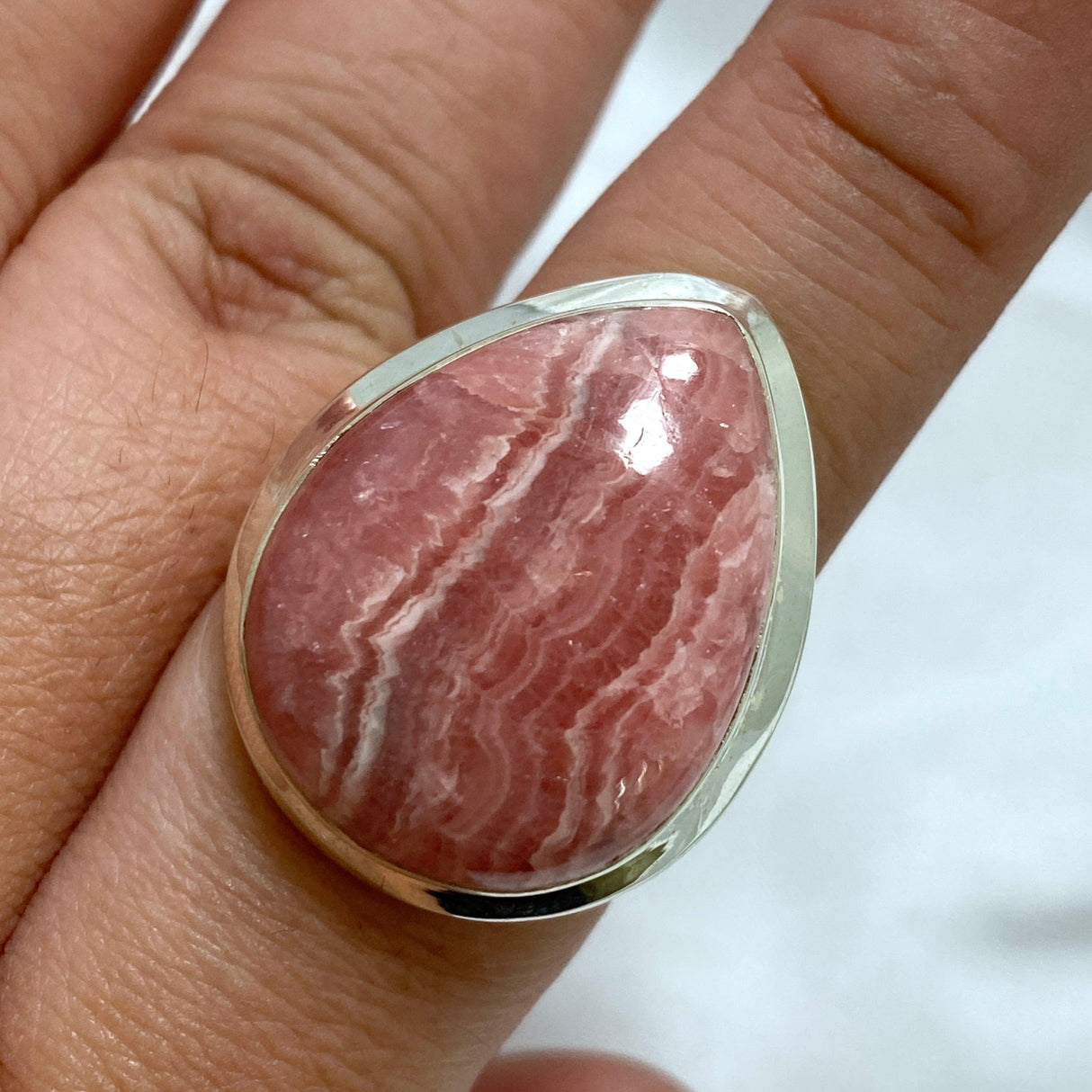 Rhodocrosite teardrop ring s.9 KRGJ2559 - Nature's Magick