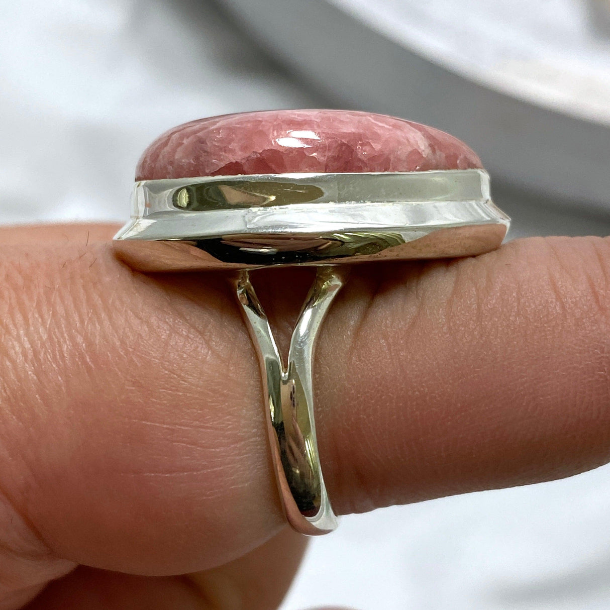 Rhodocrosite teardrop ring s.9 KRGJ2559 - Nature's Magick