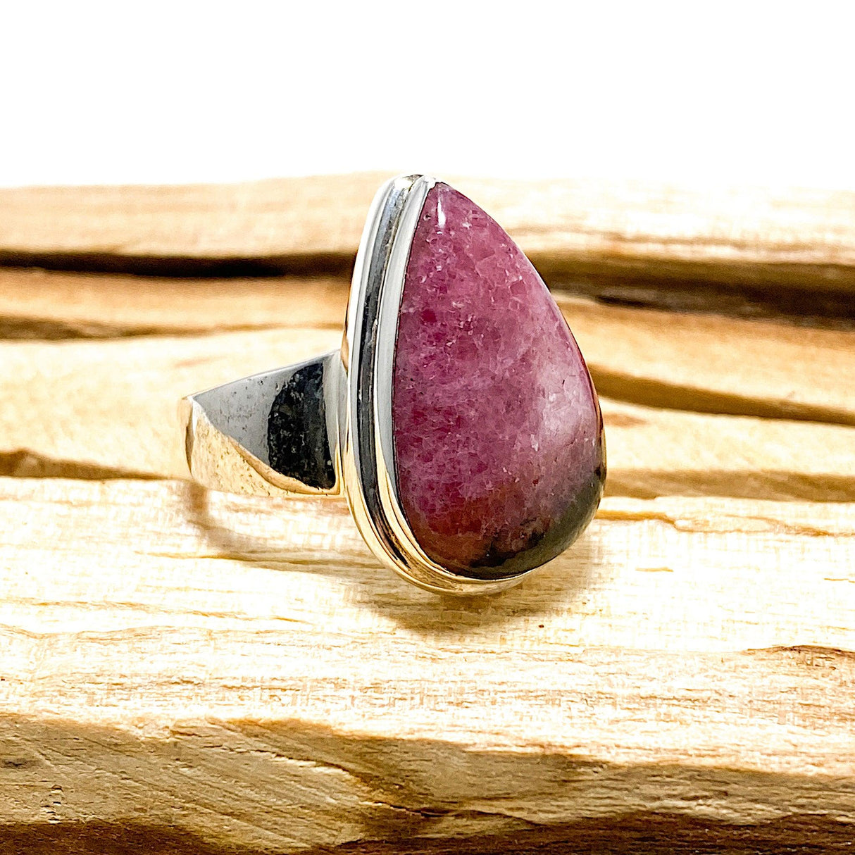 Rhodonite teardrop cabochon ring s.7 KRGJ1495 - Nature's Magick