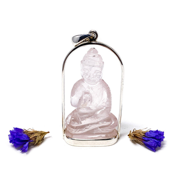 Rose Quartz Buddha pendant PPGJ88g - Nature's Magick