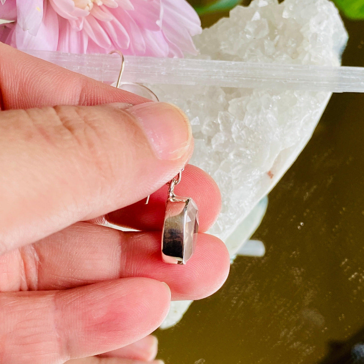 Rose Quartz faceted oval earrings KEGJ792 - Nature's Magick