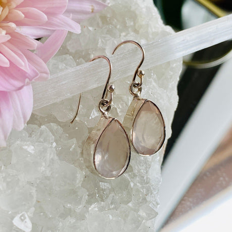 Rose Quartz faceted teardrop earrings KEGJ793 - Nature's Magick