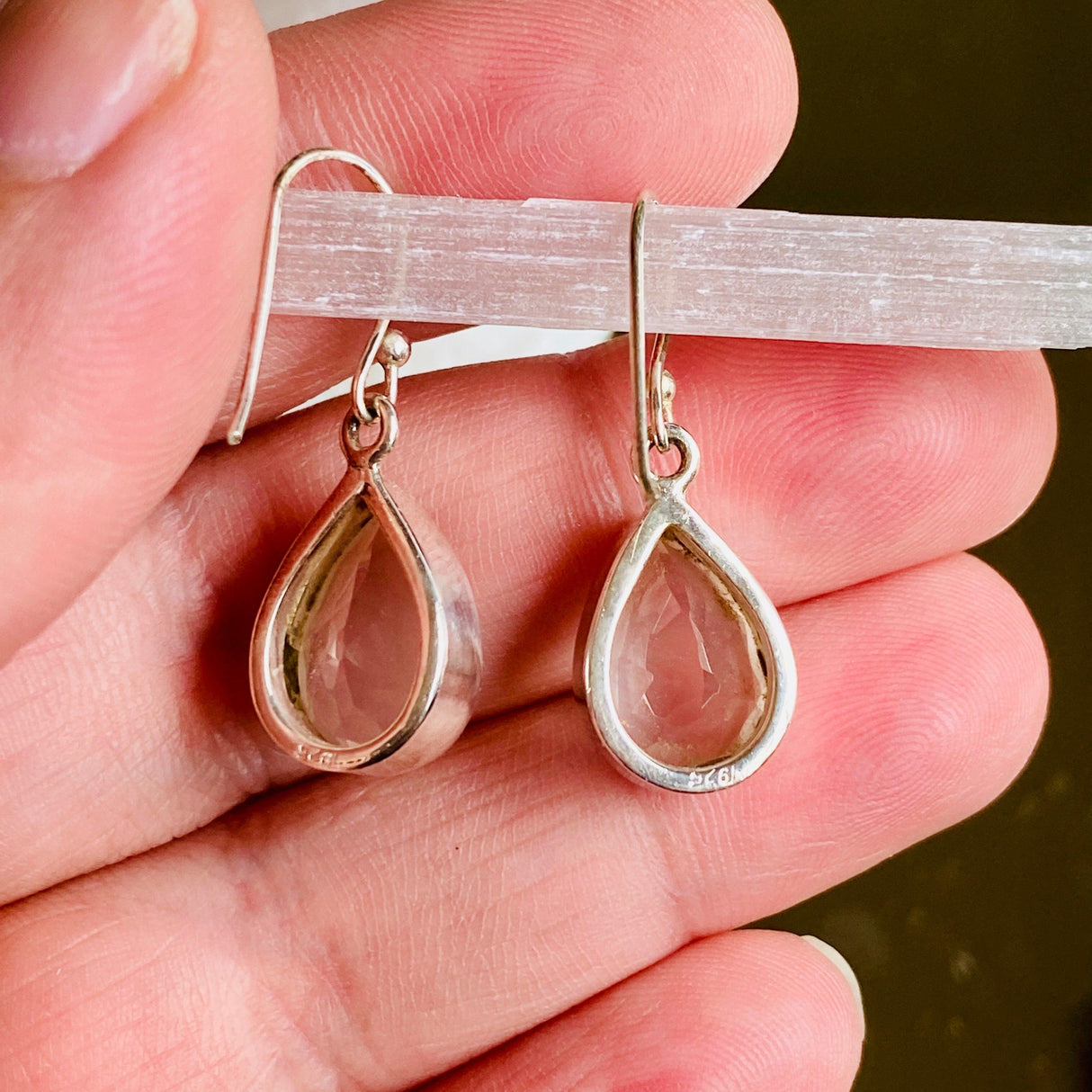 Rose Quartz faceted teardrop earrings KEGJ793 - Nature's Magick