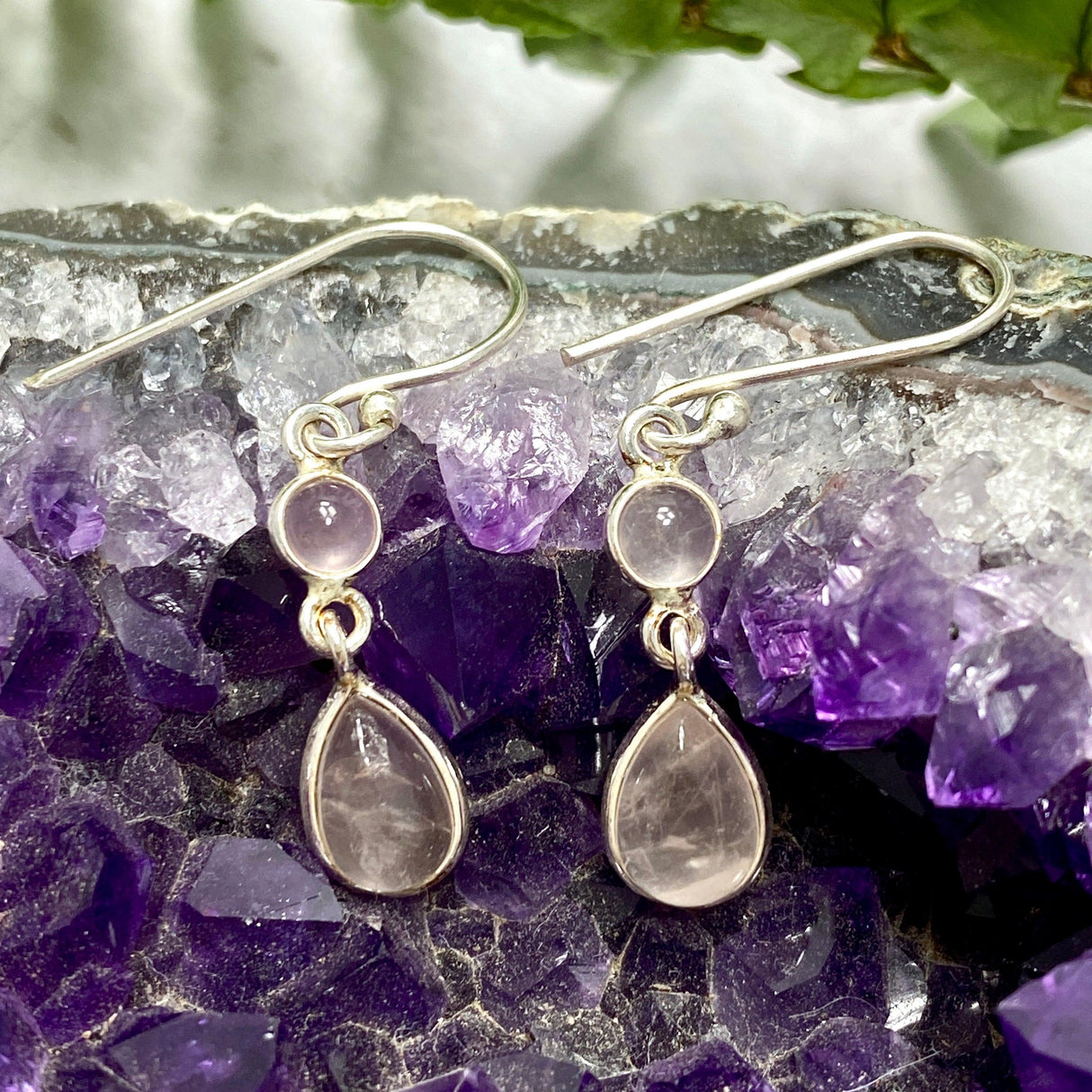 Rose Quartz multi stone teardrop earrings KEGJ1205 - Nature's Magick