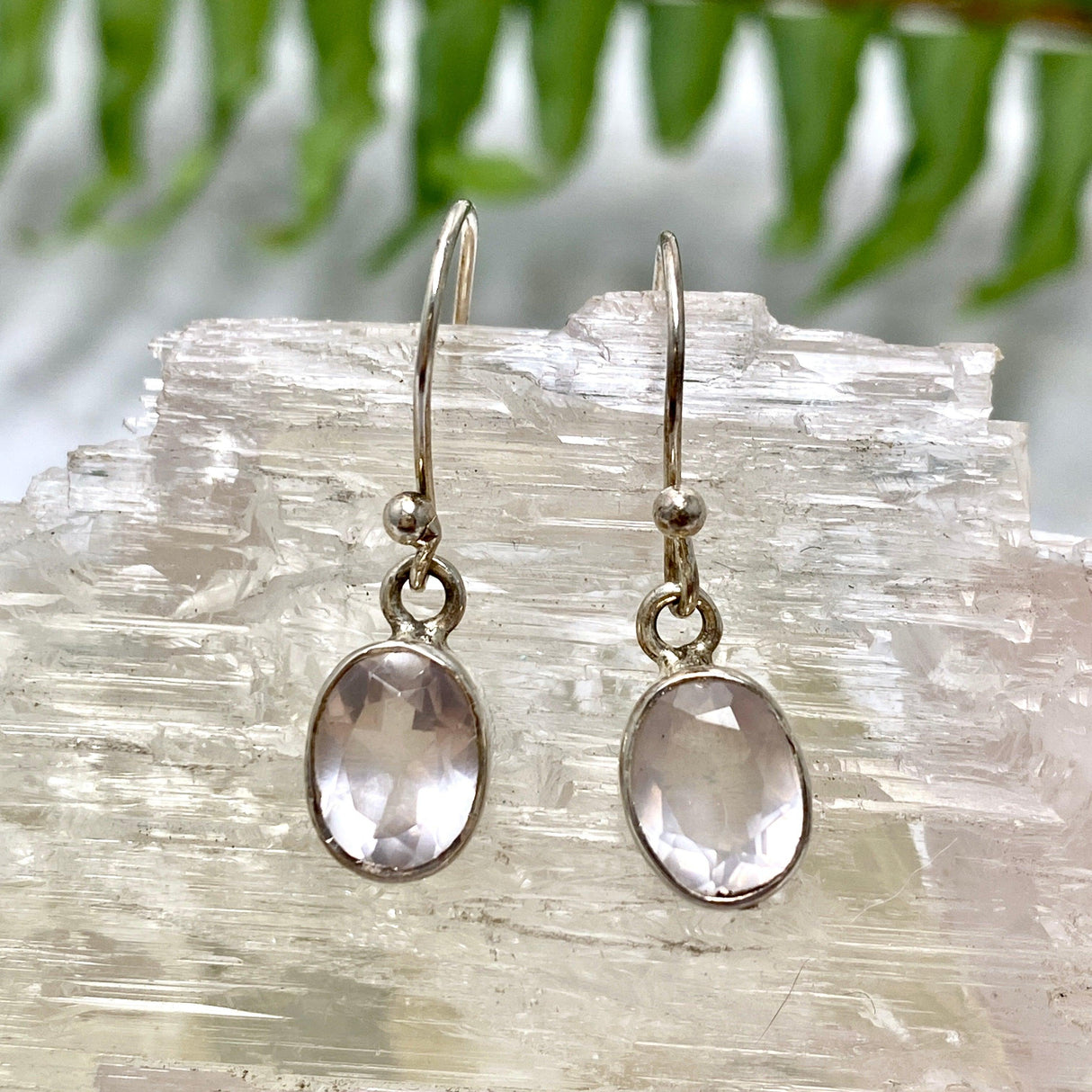 Rose Quartz petite oval faceted earrings KEGJ861 - Nature's Magick