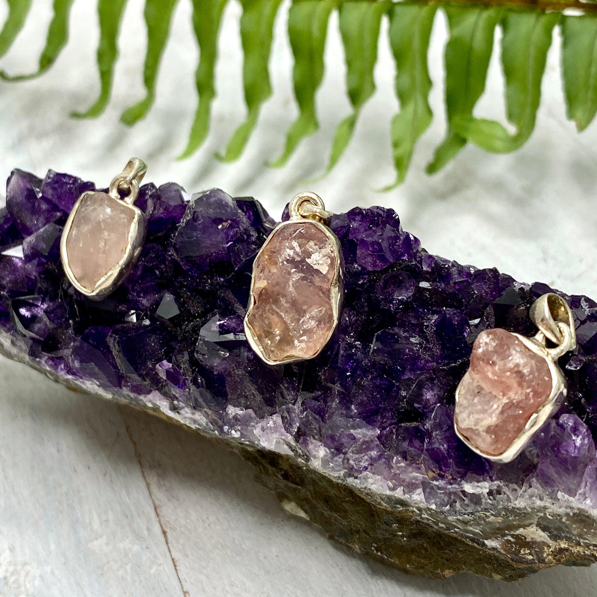 Rose Quartz Petite Raw Pendant PPR-RQ - Nature's Magick