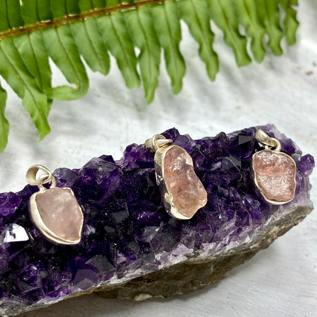 Rose Quartz Petite Raw Pendant PPR-RQ - Nature's Magick