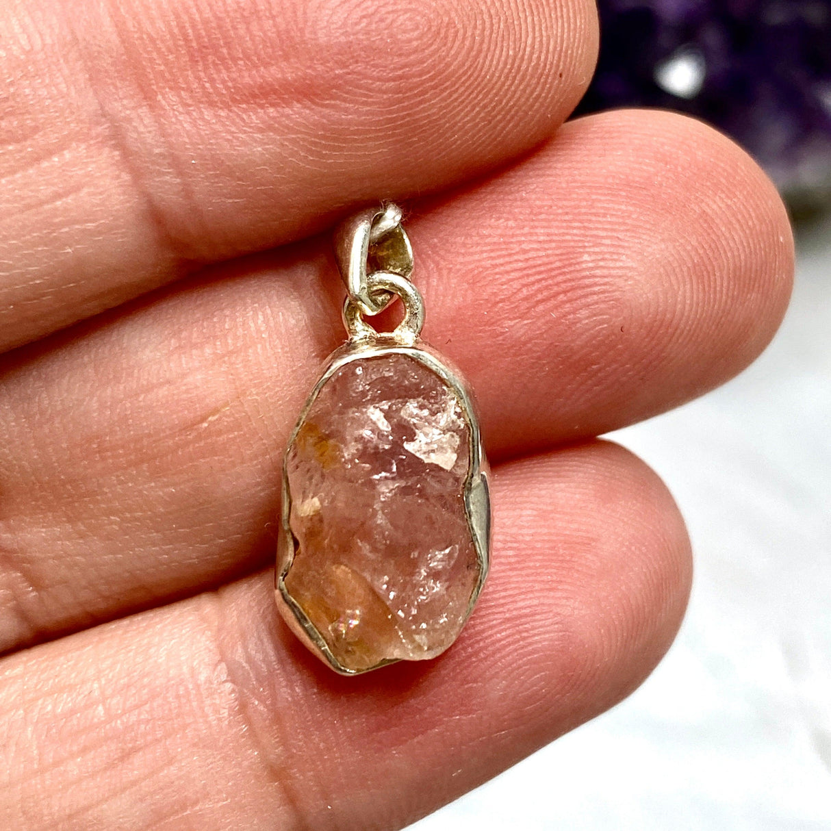 Rose Quartz Petite Raw Pendant PPR-RQ - Nature's Magick