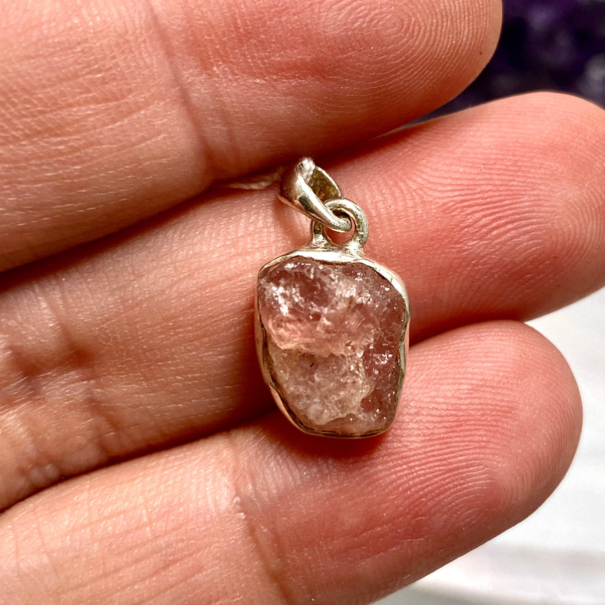 Rose Quartz Petite Raw Pendant PPR-RQ - Nature's Magick