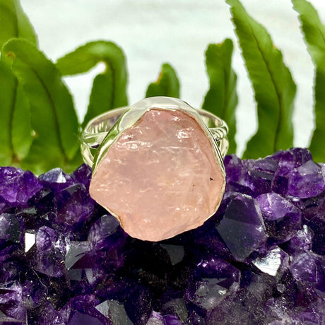 Rose Quartz raw ring s.9.5 KRGJ2013 - Nature's Magick