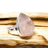 Rose Quartz raw teardrop ring s.9 KRGJ1306 - Nature's Magick