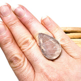 Rose Quartz raw teardrop ring with beaten band s.10 KRGJ1300 - Nature's Magick