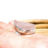 Rose Quartz raw teardrop ring with beaten band s.10 KRGJ1301 - Nature's Magick