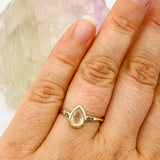 Rose Quartz Teardrop Faceted Fine Band Ring R3691-RQ - Nature's Magick