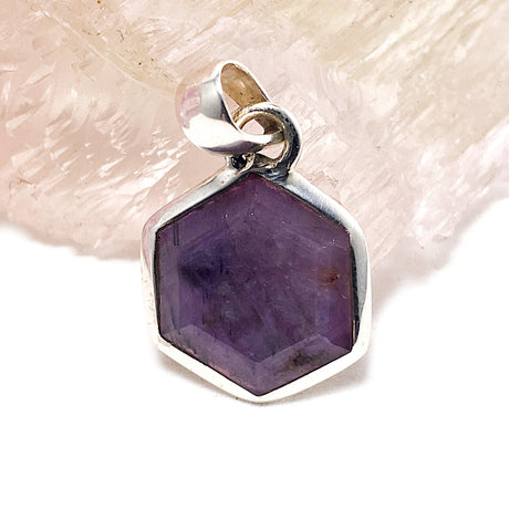 Ruby hexagonal faceted pendant PPGJ363 - Nature's Magick