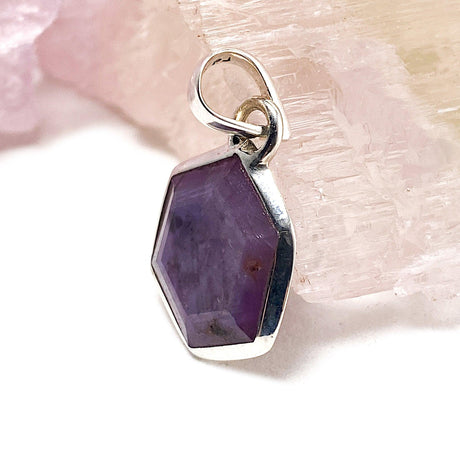 Ruby hexagonal faceted pendant PPGJ363 - Nature's Magick